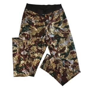 y2k Sequin Joggers Camo 28 29 Fairy FESTIVAL Elf SEXY Punk Pants Green Glitter